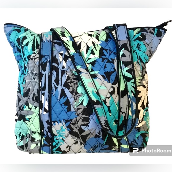 Vera Bradley Camofloral Mandy’s Blue Tote Shoulder Quilted Shopper Bag - Picture 10 of 11